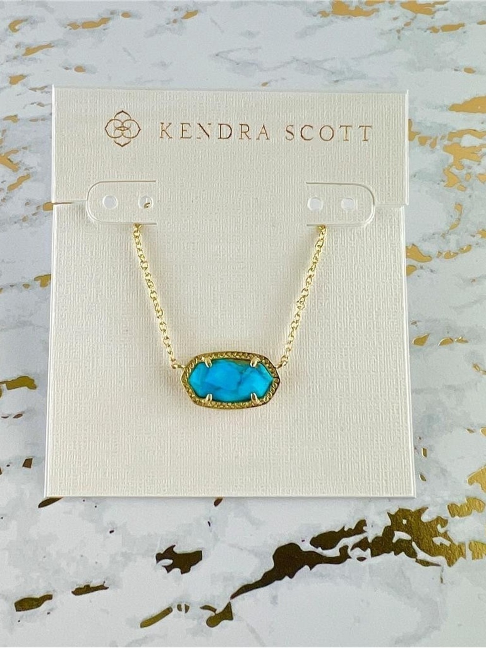 Kendra Scott Gold And Turquoise-Blue Elisa Necklace